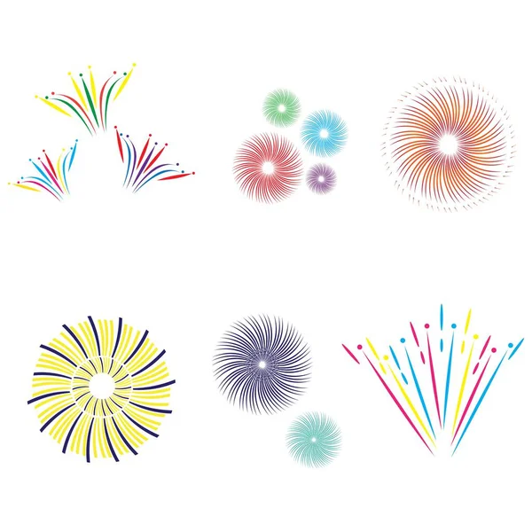 Set Fireworks Illustration Logo Vector — Stock Vector