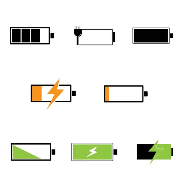 Set Battery Illustration Icon Logo Vector — Stock Vector