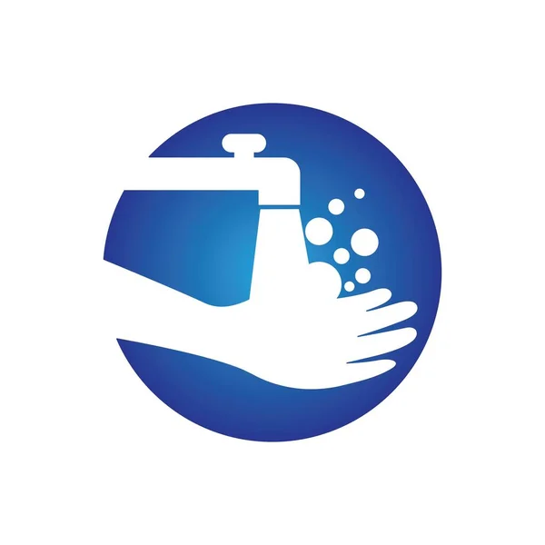 Mão Lavar Ilustração Logotipo Vetor Design — Vetor de Stock