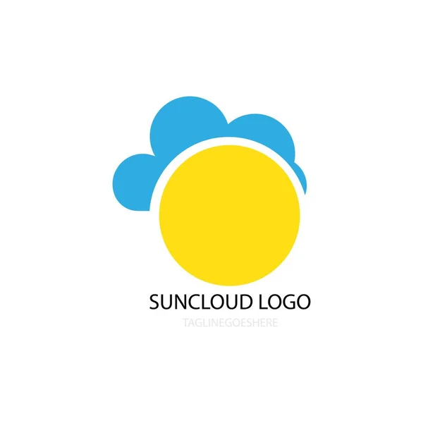 Nube Azul Sol Ilustración Logo Vector Diseño — Archivo Imágenes Vectoriales
