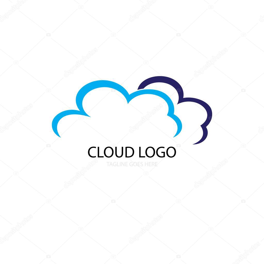 Blue cloud illustration logo vector design