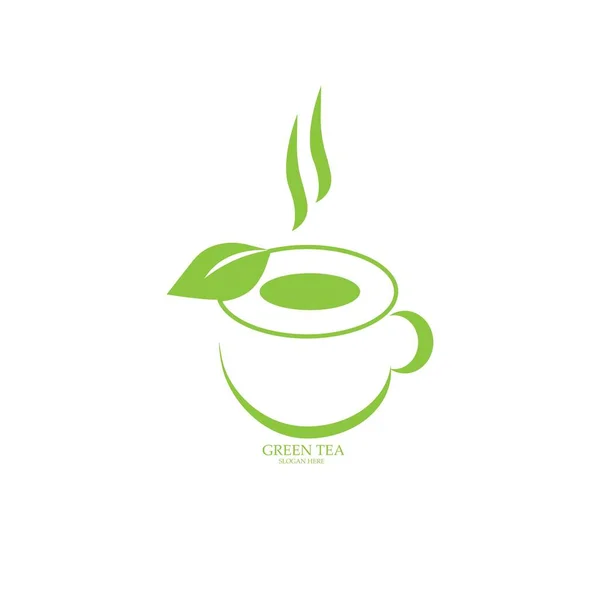 Green Tea Illustration Icon Logo Vector Design — Stock Vector