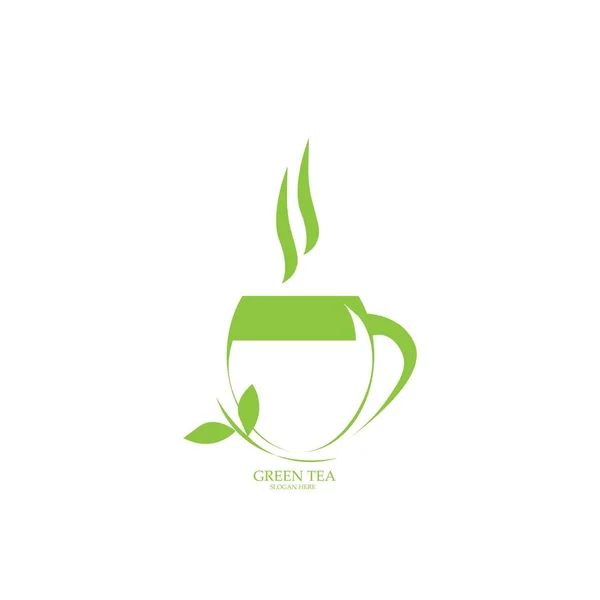 Yeşil Çay Illüstrasyon Simgesi Logo Vektör Tasarımı — Stok Vektör