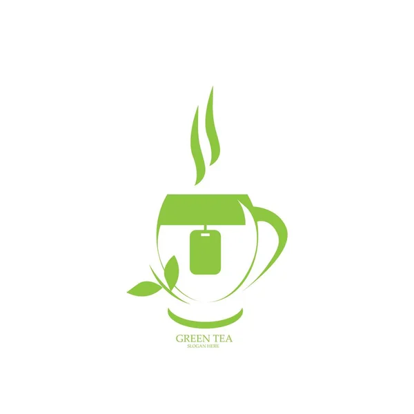 Zelený Čaj Ilustrace Ikona Logo Vektor Design — Stockový vektor