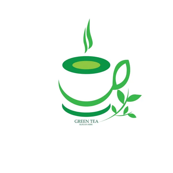 Grüntee Illustration Symbol Logo Vektor Design — Stockvektor
