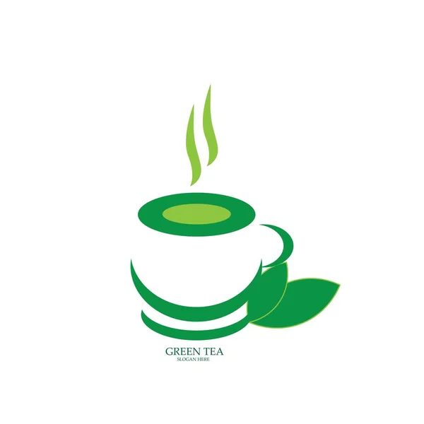 Zelený Čaj Ilustrace Ikona Logo Vektor Design — Stockový vektor