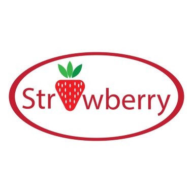 Çilekli meyve illüstrasyon logo vektör tasarımı