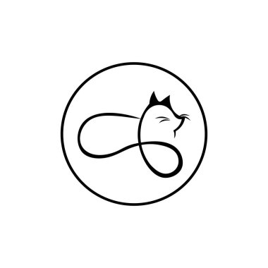 kedi illüstrasyon logo vektör tasarımı