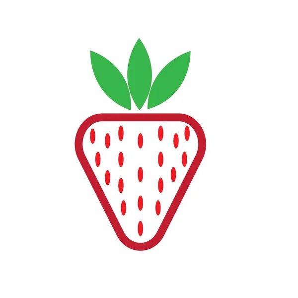 Aardbeien Fruit Illustratie Logo Vector Ontwerp — Stockvector