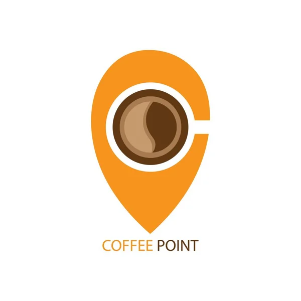 Kaffeepunkt Logo Vektor Design — Stockvektor
