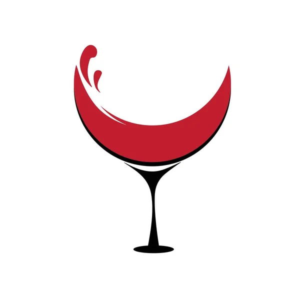 Rött Vin Och Glas Illustration Logotyp Vektor — Stock vektor
