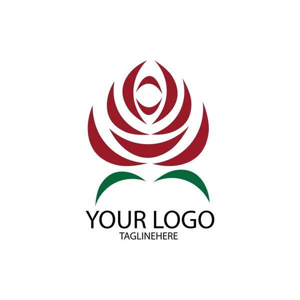 Rose Flower Illustration Logo Vector — Stock Vector