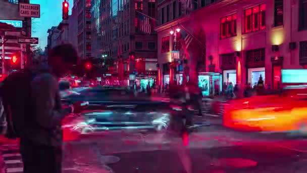 Cyberpunk Time Lapse Times Square Manhattan Nowy Jork — Wideo stockowe