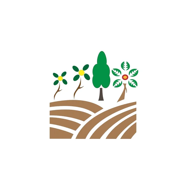 Ícone Agricultura Flor Árvores Ilustração Design —  Vetores de Stock