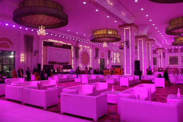 Mumbai, Maharashtra 10 Jan 2023: This is a Pink light banquet hall. there was a wedding. it was fully decorated. 