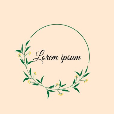 Çiçekli, dallı ve yapraklı el çizimi çiçek çerçeveleri. Çelenk. Zarif logo şablonu. Etiketler için vektör illüstrasyonu, marka iş kimliği, düğün davetiyesi