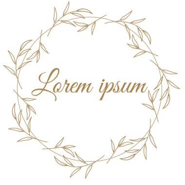 Çiçekli, dallı ve yapraklı el çizimi çiçek çerçeveleri. Çelenk. Zarif logo şablonu. Etiketler için vektör illüstrasyonu, marka iş kimliği, düğün davetiyesi