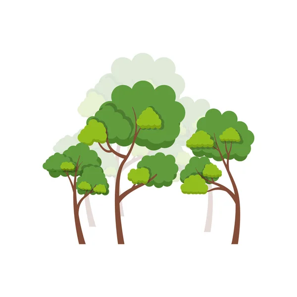 Grüne Bäume Flache Vektorillustration Schöne Grüne Blätter Isoliert Auf Weiß — Stockvektor