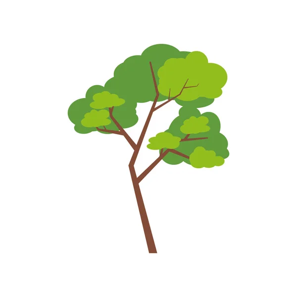 Grüne Bäume Flache Vektorillustration Schöne Grüne Blätter Isoliert Auf Weiß — Stockvektor