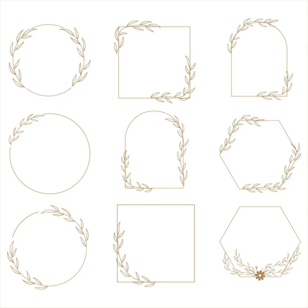 stock vector Hand drawn floral frames with flowers, branch and leaves. Wreath. Elegant logo template. Vector illustration for labels, branding business identity, wedding invitation