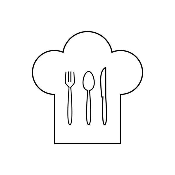 Vork Lepel Mes Logo Met Chef Hoed Pictogram — Stockvector