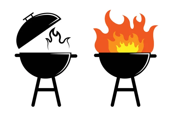 Barbecue Kachel Logo Met Vuur — Stockvector