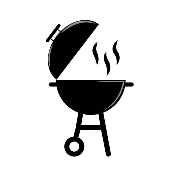 Barbecue Poêle Silhouette Grille Pain Icône Isolée — Image vectorielle