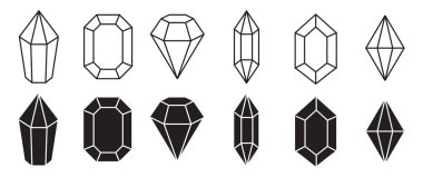 Elmas simgesi düz tasarım siyah siluet ana hatları