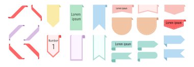 şirin kurdele etiketi ve afişi veya reklam pastel rengi seti