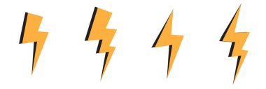 Şimşek simgesi karikatürü sarı hızlı, güç ve elektrik simgesi