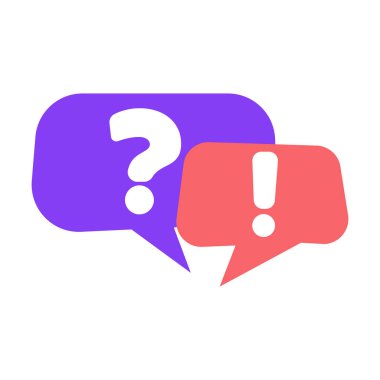 soru işareti ve ünlem kabarcık sohbet illüstrasyonunda Qna veya faq sık sık soru sor