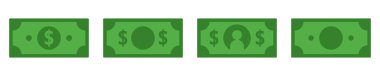 green paper money icon set clipart