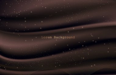 Lüks Mocha Mousse kumaşı. Soyut noktalar dalgalanıyor. Kumaştan moka mus arkaplanı. Işık saçan modern bir arka plan. Ürün sunumu. Vektör çizimi. Premium kahverengi arkaplan tasarımı