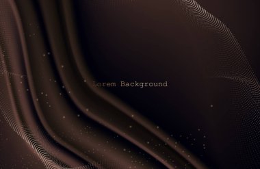 Lüks Mocha Mousse kumaşı. Soyut noktalar dalgalanıyor. Kumaştan moka mus arkaplanı. Işık saçan modern bir arka plan. Ürün sunumu. Vektör çizimi. Premium kahverengi arkaplan tasarımı