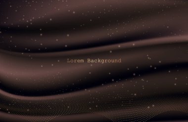 Lüks Mocha Mousse kumaşı. Soyut noktalar dalgalanıyor. Kumaştan moka mus arkaplanı. Işık saçan modern bir arka plan. Ürün sunumu. Vektör çizimi. Premium kahverengi arkaplan tasarımı