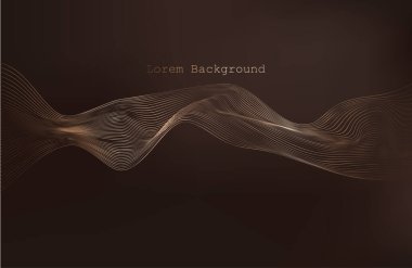 Kahverengi arka planda lüks moka köpüğü dalgası. Doğrusal geometrik Art deco tuğlaları. 20 'li yılların modası. Şatafatlı, pürüzsüz bir düzen. Paketleme veya menü tasarımı. Vektör. Soyut Segwit. ses dalgası.