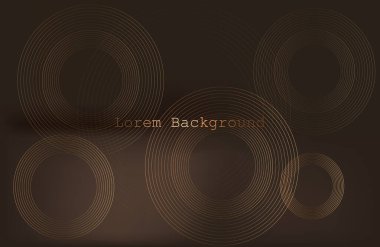 Koyu kahverengi arka plan ve altın halkalar. modern arka plan. Vektör çizimi. 10 saniye.