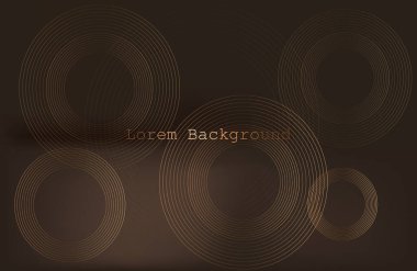 Koyu kahverengi arka plan ve altın halkalar. modern arka plan. Vektör çizimi. 10 saniye.