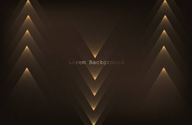 Fortune Gold kahverengi desenli. Doğrusal geometrik Art deco tuğlaları. 20 'li yılların modası. Şatafatlı, pürüzsüz bir düzen. Paketleme veya menü tasarımı. Vektör. modern kahverengi arkaplan 