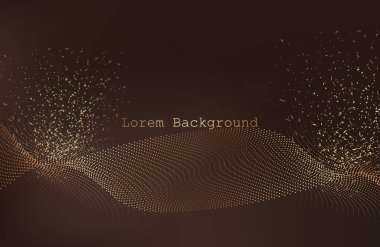 Altın soyut dalga arkaplanı. Altın eğri çizgileri vektör çizimi kahverengi lükslü parlak girdap üzerinde izole edilmiş. Noktaları ve çizgileri birleştiriyorum. Büyük veri görselleştirme ve İş dünyası. Vektör illüstrasyonu