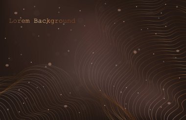 Altın soyut dalga arkaplanı. Altın eğri çizgileri vektör çizimi kahverengi lükslü parlak girdap üzerinde izole edilmiş. Noktaları ve çizgileri birleştiriyorum. Büyük veri görselleştirme ve İş dünyası. Vektör illüstrasyonu