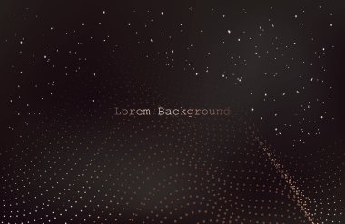 Altın soyut dalga arkaplanı. Altın eğri çizgileri vektör çizimi kahverengi lükslü parlak girdap üzerinde izole edilmiş. Noktaları ve çizgileri birleştiriyorum. Büyük veri görselleştirme ve İş dünyası. Vektör illüstrasyonu