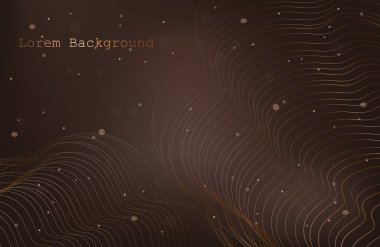 Altın soyut dalga arkaplanı. Altın eğri çizgileri vektör çizimi kahverengi lükslü parlak girdap üzerinde izole edilmiş. Noktaları ve çizgileri birleştiriyorum. Büyük veri görselleştirme ve İş dünyası. Vektör illüstrasyonu