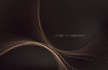 Altın soyut dalga arkaplanı. Altın eğri çizgileri vektör çizimi kahverengi lükslü parlak girdap üzerinde izole edilmiş. Noktaları ve çizgileri birleştiriyorum. Büyük veri görselleştirme ve İş dünyası. Vektör illüstrasyonu