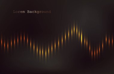 Müzikal altın dalgasıyla soyut kahverengi arka plan. Modern altın siyahı. Vektör illüstrasyonu. Müzik eşitleyicisi. Mocha Mousse geçmişi. kahverengi renk