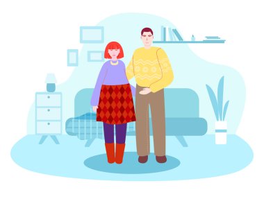 Genç aile fotoğrafı, çift.