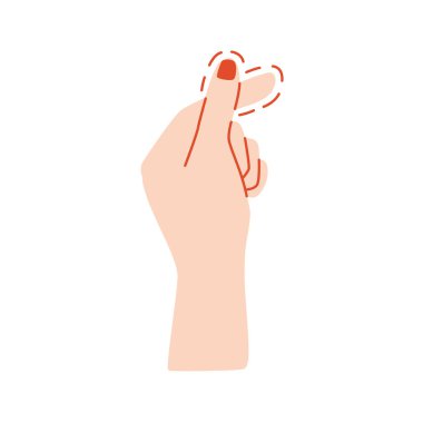 Korean hands finger heart, flat illustration, isolated on the white background, love