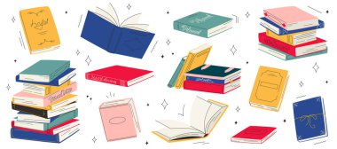 Okumak için kitap yığınları, eğitim için kitap yığınları, set