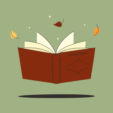 Dünya kitabı günü. Yıldızlarla izole edilmiş bir kitap. El çizimi eğitimsel vektör çizimleri
