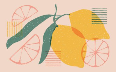 İki limonlu Risograph illüstrasyonu